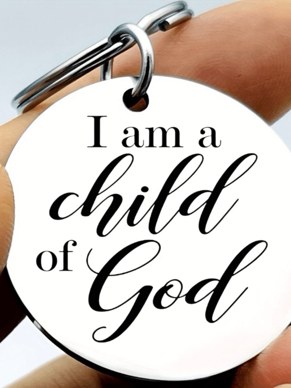 'I Am a Child of God' Silver Round Keychain